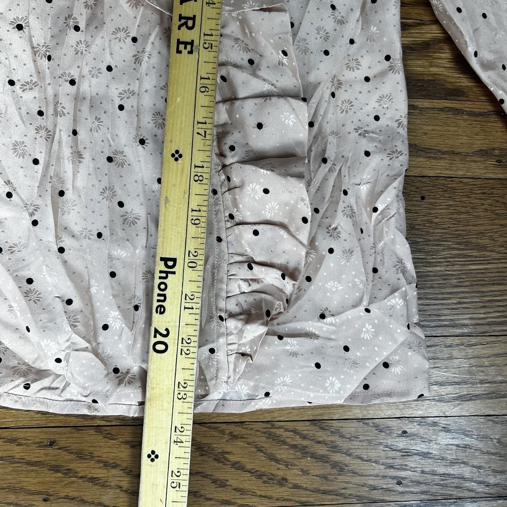 Sezane Pink Blouse Ruffle Silk Long Sleeve - Picture 6 of 7